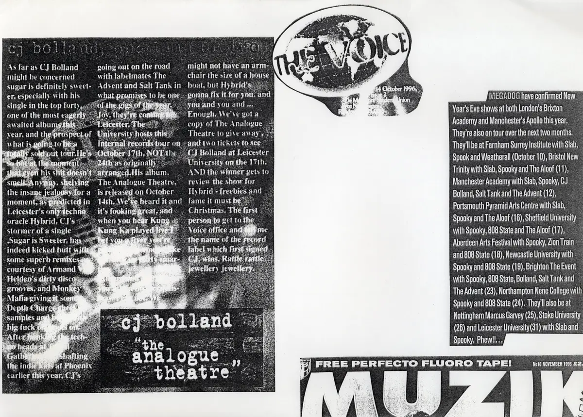 CJ Bolland — The Analogue Theatre — The Voice / Muzik · 4 October 1996 · November 1996