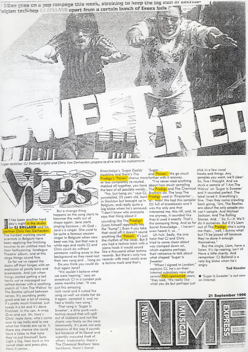 Sugar daddies: CJ Bolland and Chris Vanderheyden — Vibes · 21 September 1996