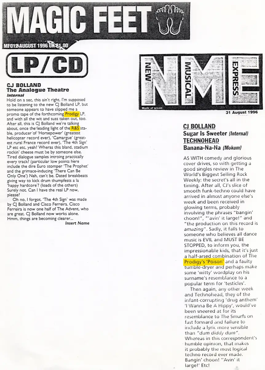 The Analogue Theatre — Magic Feet / NME · MF012, August 1996