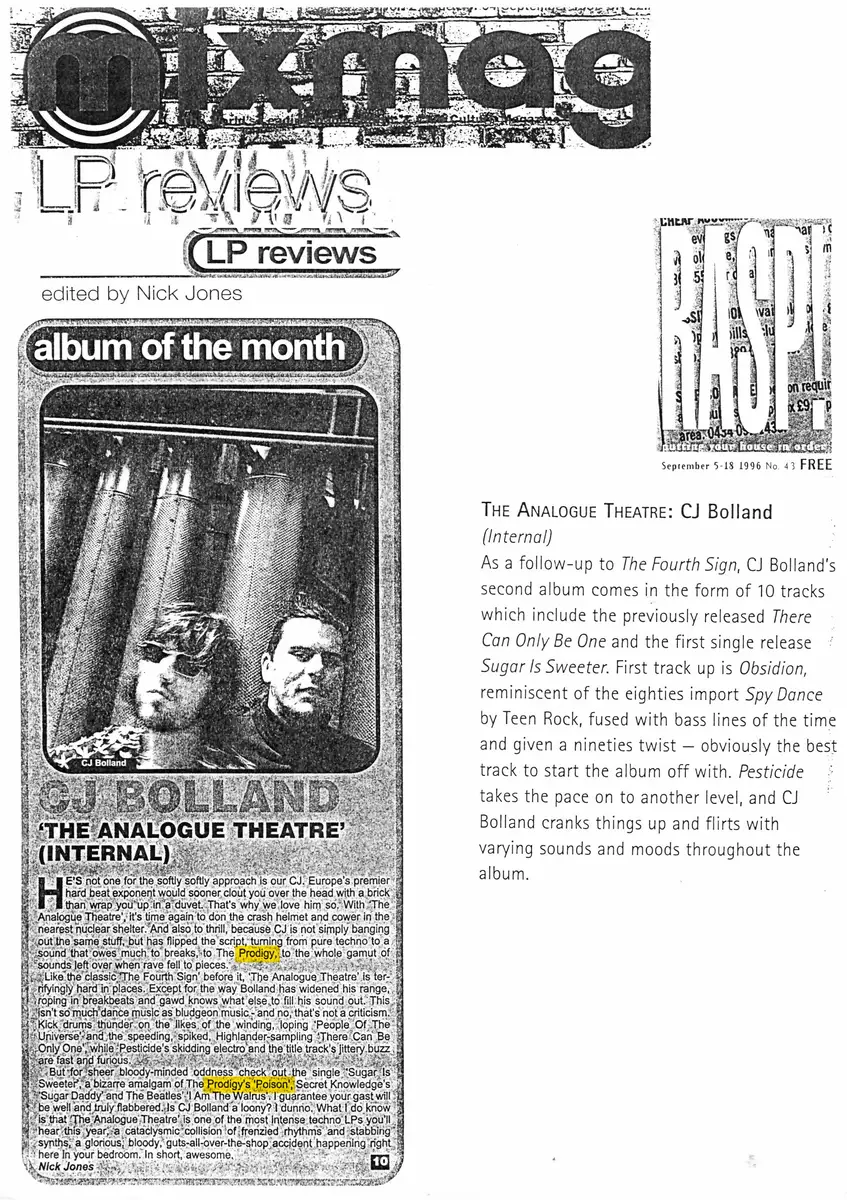 Album of the month: The Analogue Theatre — Mixmag · No. 43, 5–18 September 1996