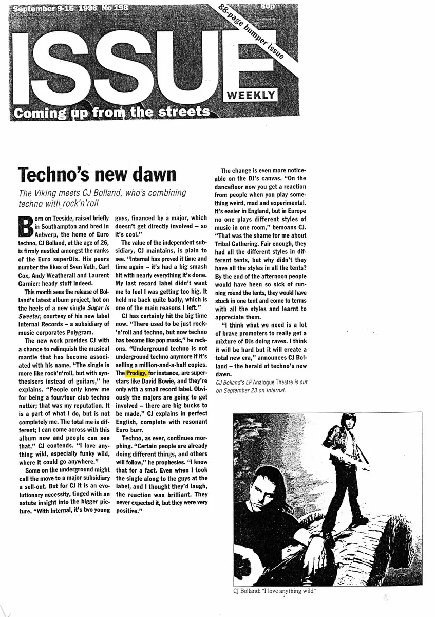 Techno's new dawn — Issue Weekly · No. 198, 9–15 September 1996