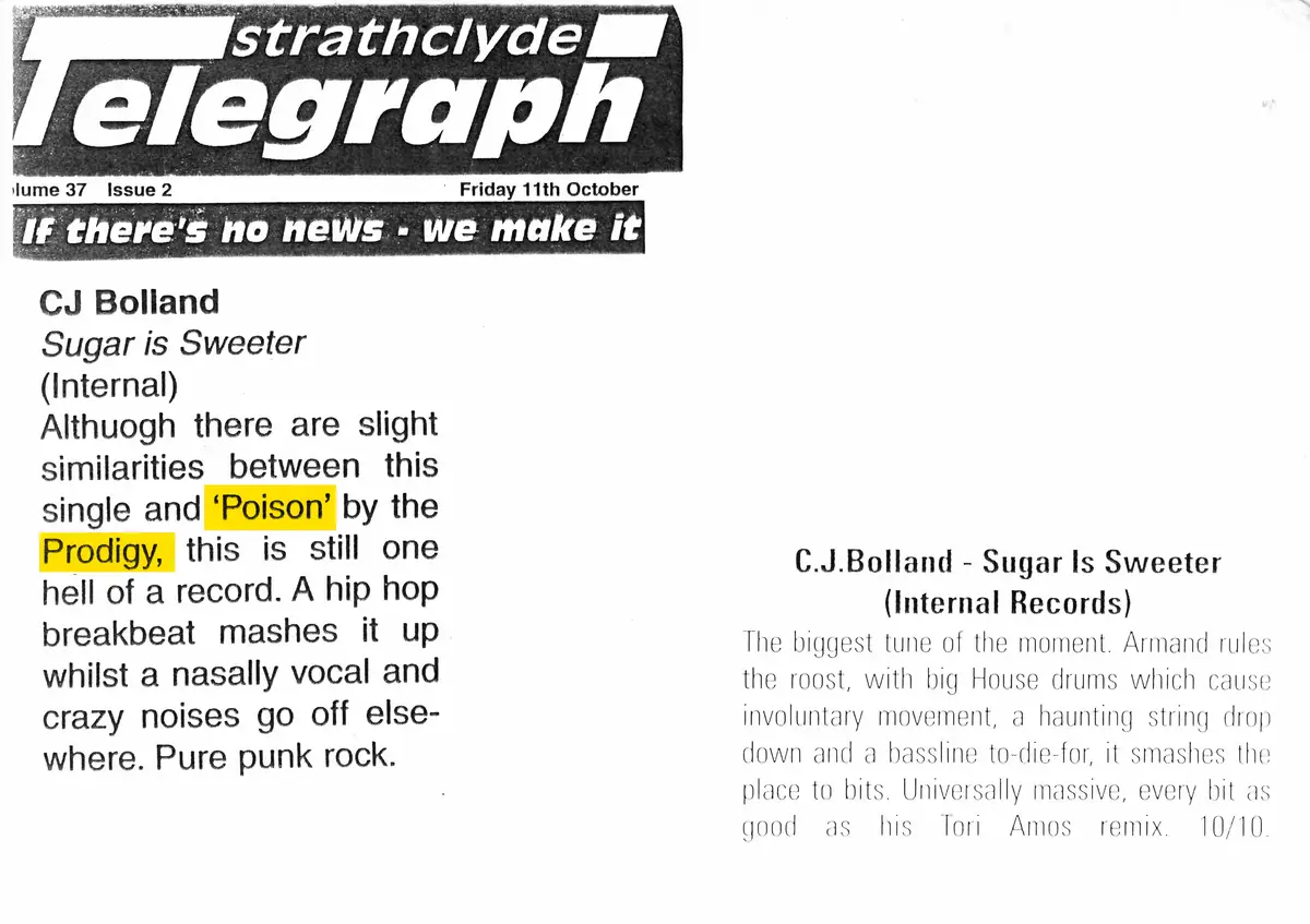 Sugar Is Sweeter — Strathclyde Telegraph · Vol. 37 Issue 2, Friday 11 October 1996