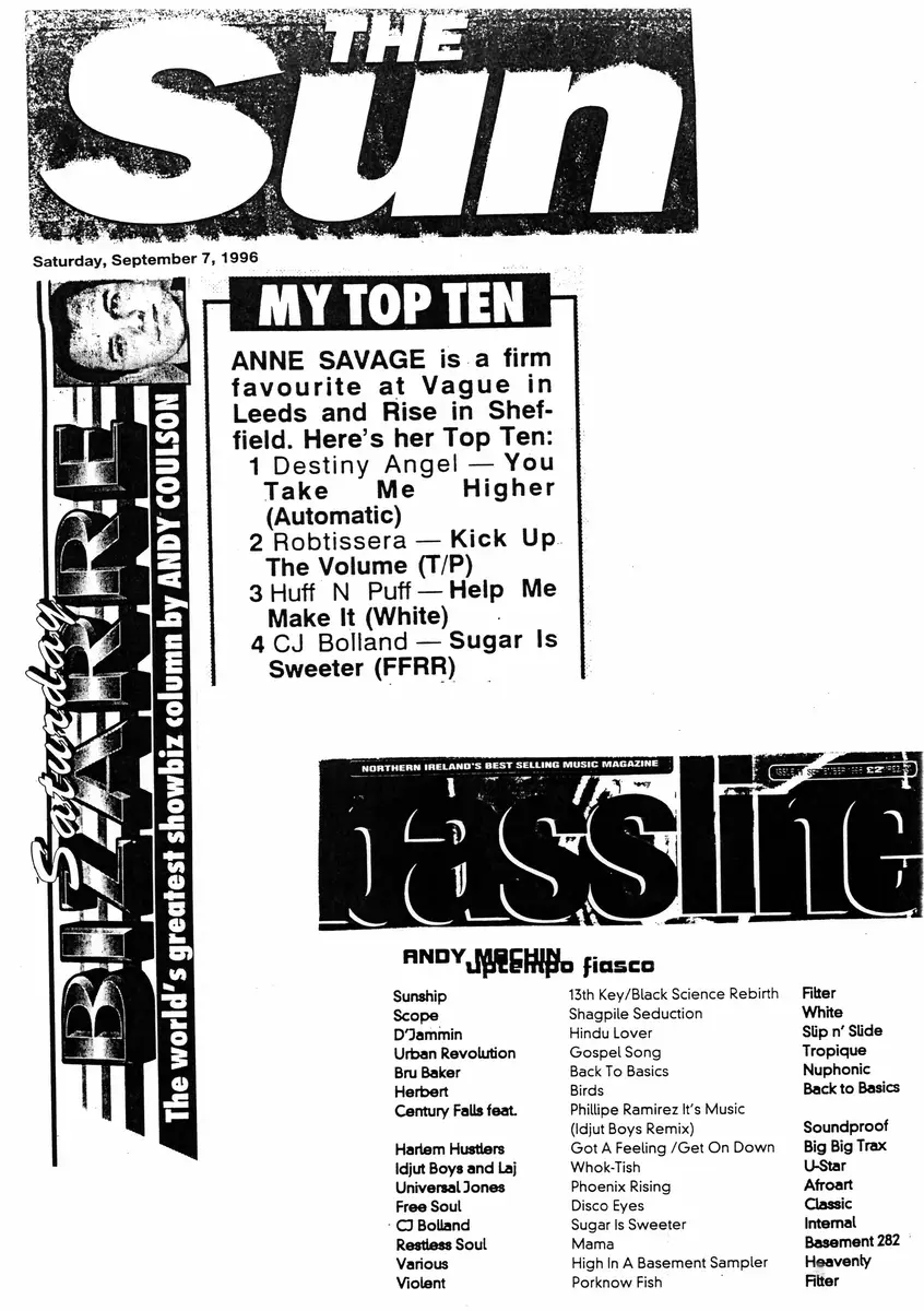 Andy Coulson — My Top Ten — The Sun · Saturday 7 September 1996