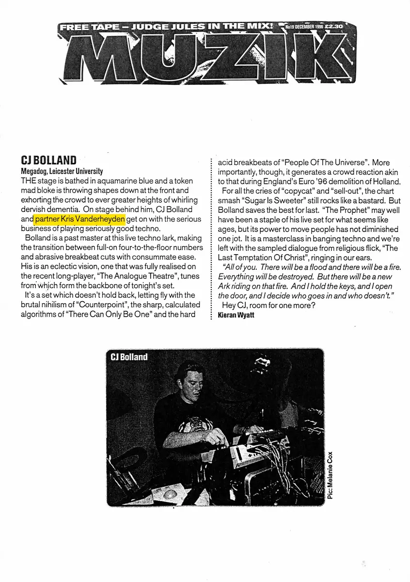 CJ Bolland — Megadog, Leicester University — Muzik · 1996