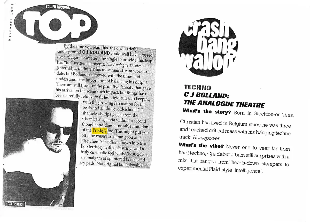 Top — CJ Bolland could well have crossed over — Tower Records · November 1996