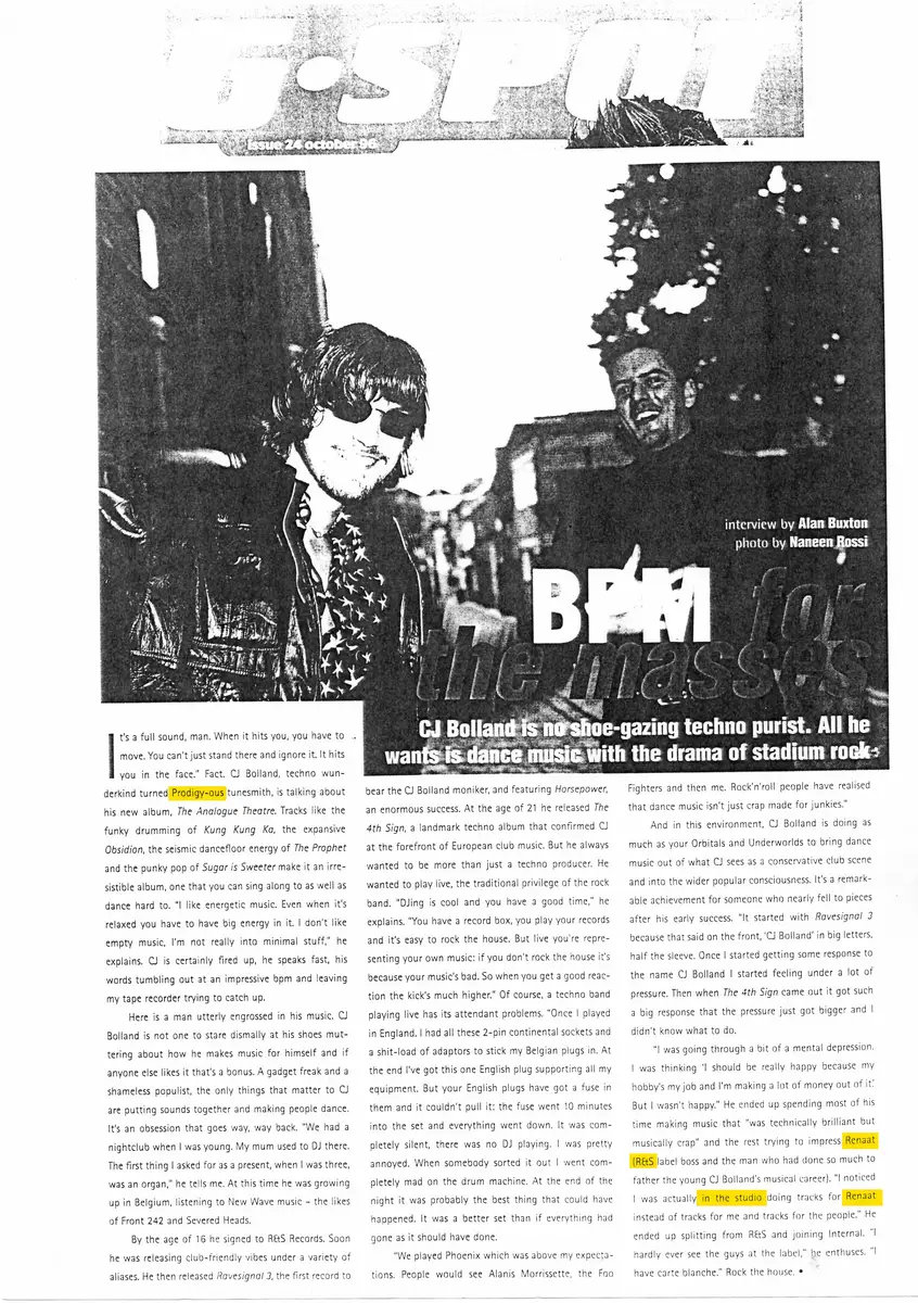 Interview by Alan Buxton — BPM · 1996