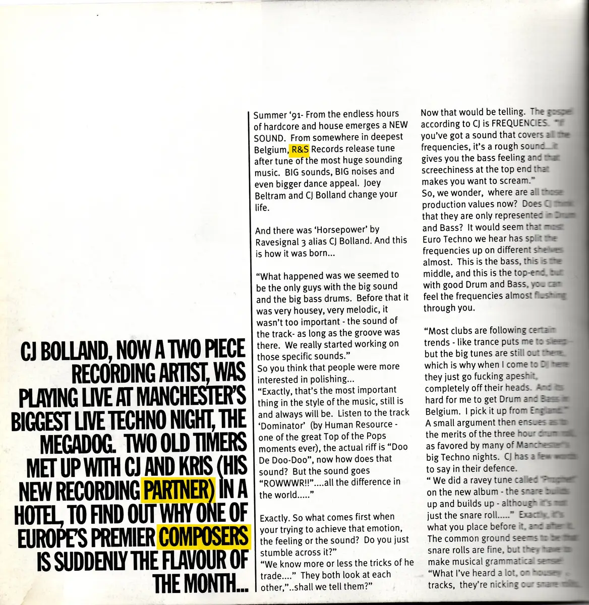 CJ Bolland, now a two-piece recording artist — with Kris — 1996