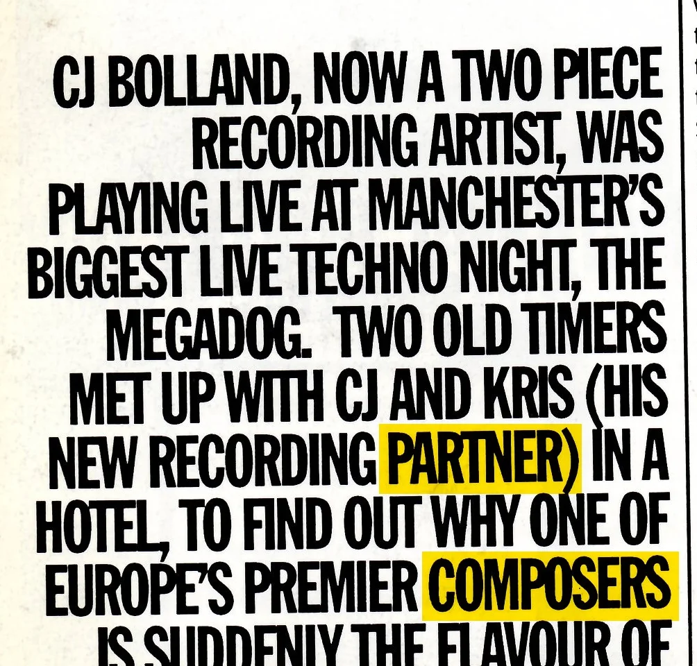 CJ Bolland, now a two piece recording artist.